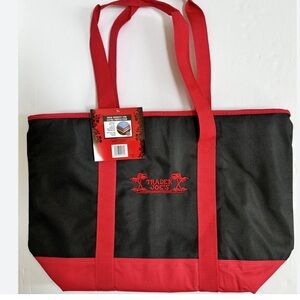 New Trader Joe's Black Red Insulated Large Cooler Tote Reusable Shopping Bag
